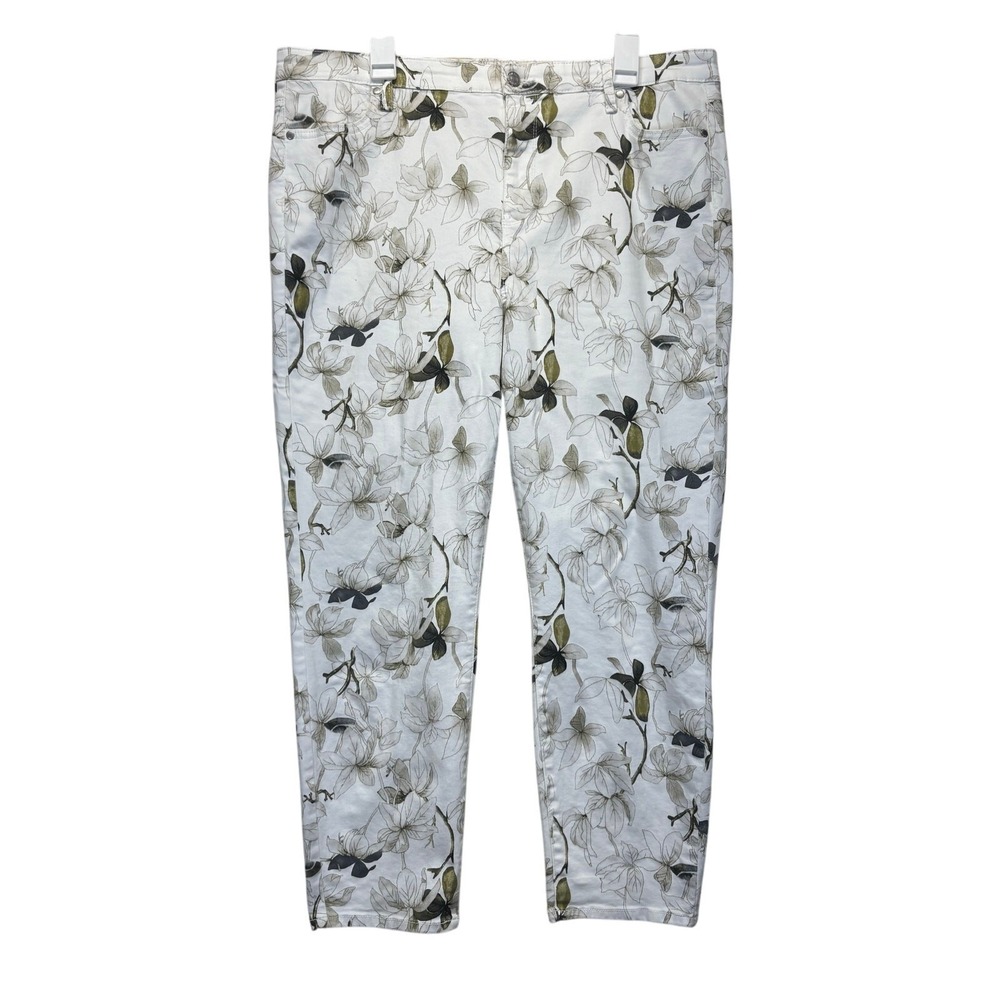 Buffalo David Bitton Havana Floral High Rise Ankle Jeans White‎ Green 16/36